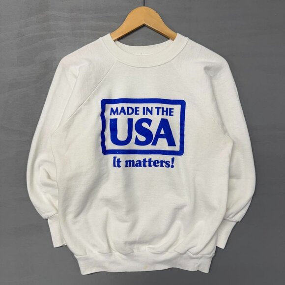Vintage Made in USA It Matters White 90s Sweatshirt Large - Picture 1 of 6